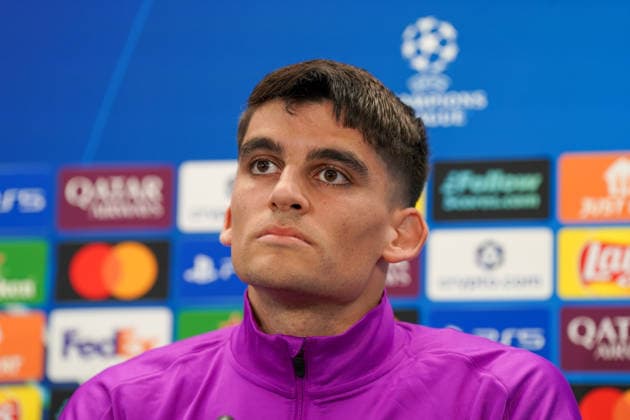 Spain Press conference FC Barcelona with Barca player Gerard Martin Barcelona 18 before Soccer UEFA Champions League FC Barcelona vs Eintracht Frankfurt PK Venue Ciutat Esportiva Joan Gamper Barcelona, Spain Copyright: xJOERANxSTEINSIEKx