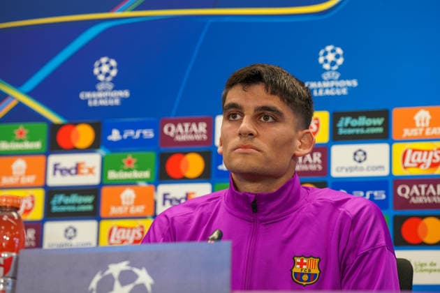 Spain Press conference FC Barcelona with Barca player Gerard Martin Barcelona 18 before Soccer UEFA Champions League FC Barcelona vs Eintracht Frankfurt PK Venue Ciutat Esportiva Joan Gamper Barcelona, Spain Copyright: xJOERANxSTEINSIEKx