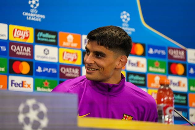 Spain Press conference FC Barcelona with Barca player Gerard Martin Barcelona 18 before Soccer UEFA Champions League FC Barcelona vs Eintracht Frankfurt PK Venue Ciutat Esportiva Joan Gamper Barcelona, Spain Copyright: xJOERANxSTEINSIEKx