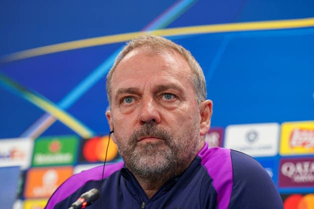 Spain Press conference FC Barcelona with Hansi Flick Coach FC Barcelona before UEFA Champions League FC Barcelona vs Eintracht Frankfurt PK Venue Ciutat Esportiva Joan Gamper Barcelona, Spain Copyright: xJOERANxSTEINSIEKx