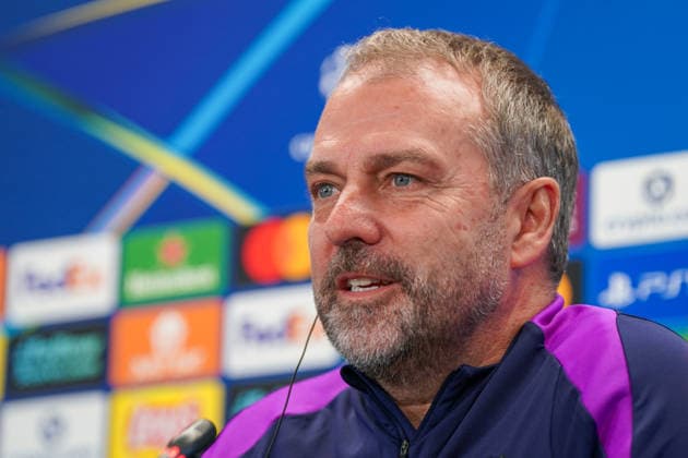 Spain Press conference FC Barcelona with Hansi Flick Coach FC Barcelona before UEFA Champions League FC Barcelona vs Eintracht Frankfurt PK Venue Ciutat Esportiva Joan Gamper Barcelona, Spain Copyright: xJOERANxSTEINSIEKx