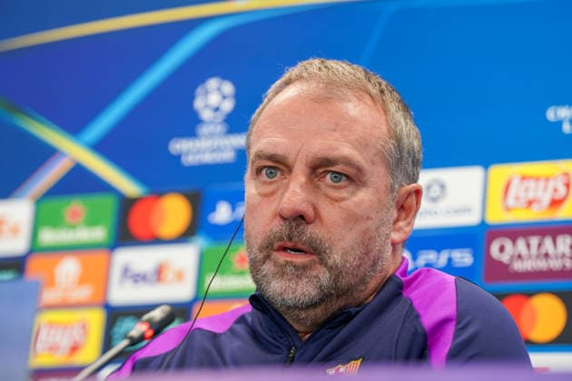 Spain Press conference FC Barcelona with Hansi Flick Coach FC Barcelona before UEFA Champions League FC Barcelona vs Eintracht Frankfurt PK Venue Ciutat Esportiva Joan Gamper Barcelona, Spain Copyright: xJOERANxSTEINSIEKx