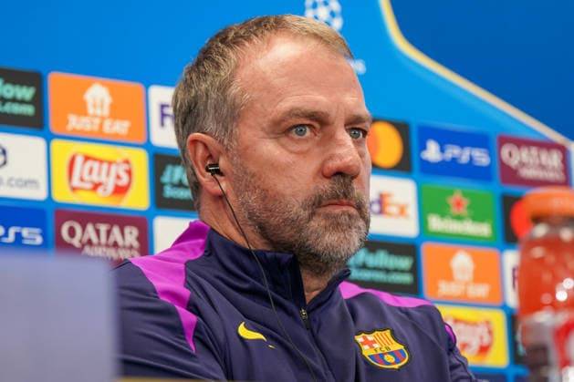 Spain Press conference FC Barcelona with Hansi Flick Coach FC Barcelona before UEFA Champions League FC Barcelona vs Eintracht Frankfurt PK Venue Ciutat Esportiva Joan Gamper Barcelona, Spain Copyright: xJOERANxSTEINSIEKx