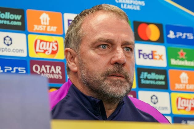 Spain Press conference FC Barcelona with Hansi Flick Coach FC Barcelona before UEFA Champions League FC Barcelona vs Eintracht Frankfurt PK Venue Ciutat Esportiva Joan Gamper Barcelona, Spain Copyright: xJOERANxSTEINSIEKx