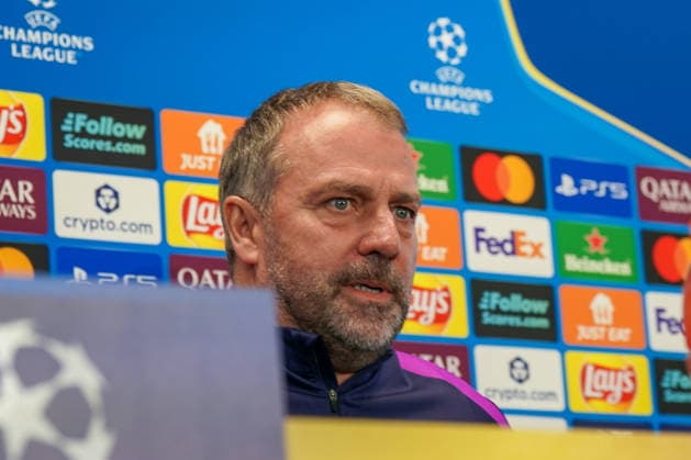 Spain Press conference FC Barcelona with Hansi Flick Coach FC Barcelona before UEFA Champions League FC Barcelona vs Eintracht Frankfurt PK Venue Ciutat Esportiva Joan Gamper Barcelona, Spain Copyright: xJOERANxSTEINSIEKx
