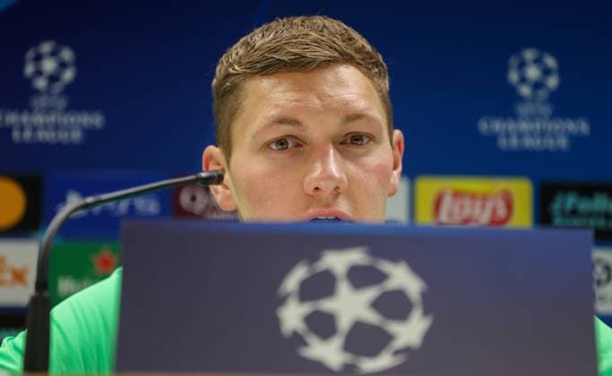 Union s goalkeeper Kjell Scherpen pictured during a press conference, PK, Pressekonferenz of Belgian soccer team Royale Union Saint-Gilloise in Anderlecht, Brussels, on Monday 08 December 2025. The team is preparing for tomorrow s match against French team Olympique de Marseille, on the sixth day of the League phase of the UEFA Champions League tournament. VIRGINIExLEFOUR  x147399806x