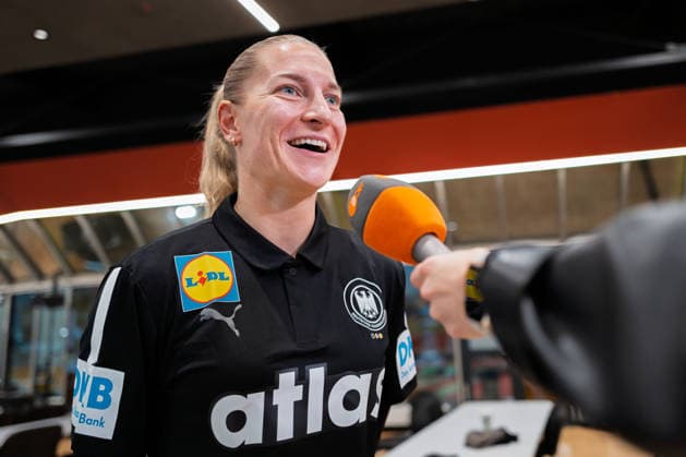 Handball, Womens World Championship, Germany Press conference Jenny Behrend Germany on ZDF Interview Dortmund North Rhine-Westphalia Germany
