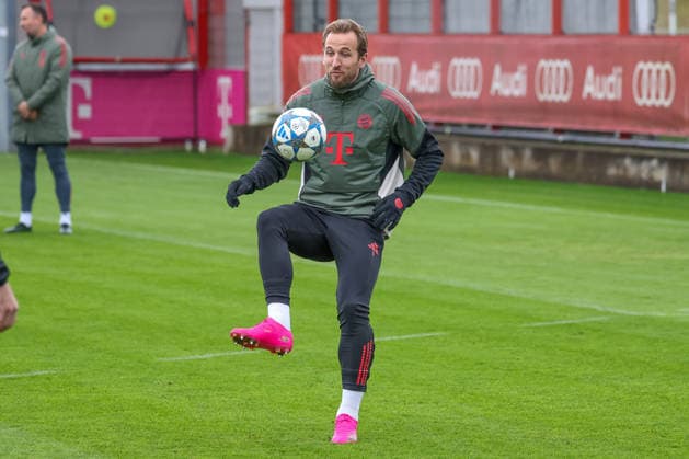 Harry Kane FC Bayern Muenchen, 09 with ball, GER, Final training, FC Bayern Muenchen, Football, UEFA Champions League, League phase, Matchday 6, 2025 2026 season, 08 12 2025, GER, Final training, FC Bayern Muenchen, Football, UEFA Champions League, League phase, Matchday 6, 2025 2026 season, 08 12 2025 Muenchen Copyright: xEibner-Pressefoto JennixMaulx EP_JML