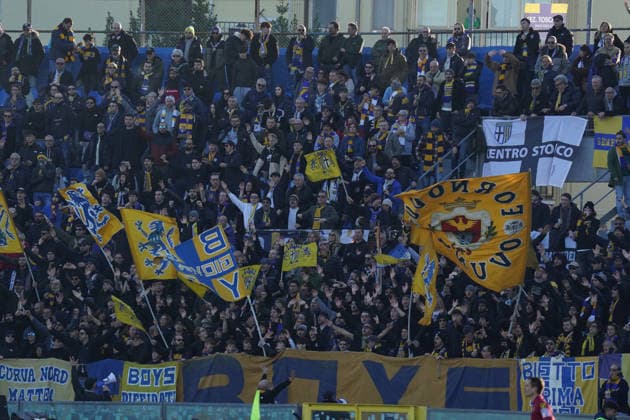 Parma s Supportes....During the Serie A soccer match between Pisa and Parma at the Cetilar Arena Romeo Anconetani Stadium in Pisa; Center West Italy; saturday Dicember 08; 2025 ; Soccer  Copyright: x AlessandroxLaxRoccax