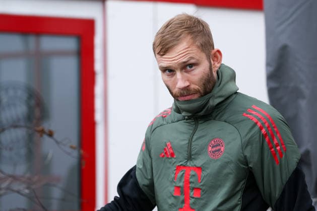 Konrad Laimer FC Bayern Muenchen, 27 , GER, Final training, FC Bayern Muenchen, Football, UEFA Champions League, League phase, Matchday 6, 2025 2026 season, 08 12 2025, GER, Final training, FC Bayern Muenchen, Football, UEFA Champions League, League phase, Matchday 6, 2025 2026 season, 08 12 2025 Muenchen Copyright: xEibner-Pressefoto JennixMaulx EP_JML