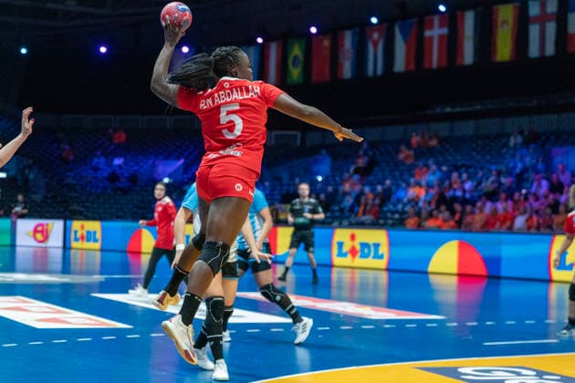 2025-12-08 Argentina vs Tunisia ROTTERDAM, NETHERLANDS - DECEMBER 8: Aya Ben Adbalah of Tunisia during the IHF Worldchampionship 2025 match for women, between Argentina and Tunisia at Ahoy on December 8, 2025 in Rotterdam, Netherlands. Rotterdam Ahoy Netherlands Content not available for redistribution in The Netherlands directly or indirectly through any third parties. Copyright: xHenkxSeppenx