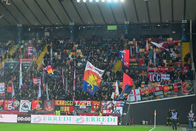 GenoaÕs supporters during the Serie A soccer match between Udinese and Genoa at the Bluenergy Stadium in Udine, Italy - Monday, December 08, 2025. - Soccer .  Copyright: xTanoxPecoraro LaPressex