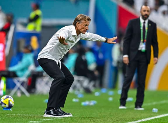 Morocco v Saudi Arabia : FIFA Arab Cup 2025 Herve Renard head coach of Saudi Arabia reacts during the Group B FIFA Arab Cup 2025 match between Morocco v Saudi Arabia at Lusail Stadium in Doha, Qatar, on December 08, 2025. DOHA Qatar Copyright: xNOUSHADxTHEKKAYILx