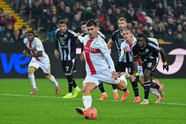Genoa™s Ruslan Malinovskyi shoots and scores a penalty during the Serie A soccer match between Udinese and Genoa at the Bluenergy Stadium in Udine, Italy - Monday, December 08, 2025. - Soccer .  Copyright: xTanoxPecoraro LaPressex
