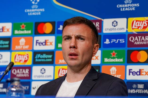 Football UEFA Champions League 2025 26 Press conference before the match FC Barcelona vs Eintracht Frankfurt Dino Toppmöller Dino Toppmoller Coach, Eintracht Frankfurt and Mario Götze Mario Gotze Eintracht Frankfurt, 27 Location PK Camp Nou Barcelona, Spain Copyright: xJOERANxSTEINSIEKx