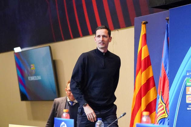 Football UEFA Champions League 2025 26 Press conference before the match FC Barcelona vs Eintracht Frankfurt Dino Toppmöller Dino Toppmoller Coach, Eintracht Frankfurt and Mario Götze Mario Gotze Eintracht Frankfurt, 27 Location PK Camp Nou Barcelona, Spain Copyright: xJOERANxSTEINSIEKx