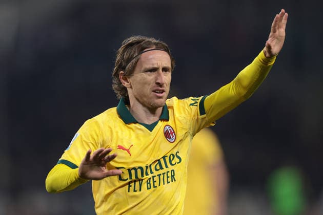 Turin, Italy, 8th December 2025. Luka Modric of AC Milan reacts during the Torino vs AC Milan Serie A match at Stadio Grande Torino, Turin. Picture credit should read: Jonathan Moscrop Sportimage EDITORIAL USE ONLY. No use with unauthorised audio, video, data, fixture lists, club league logos or live services. Online in-match use limited to 120 images, no video emulation. No use in betting, games or single club league player publications. SPI_074_JM_TORO_MILAN SPI-4323-0074
