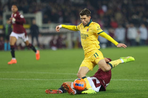 Milan™s Christian Pulisic makes an attempt to score during the Serie A soccer match between Torino and A.C Milan at the Olimpico Grande Torino Stadium in Torino, Italy - Monday, December 8, 2025. - Soccer .  Copyright: xTanoxPecoraro LaPressex