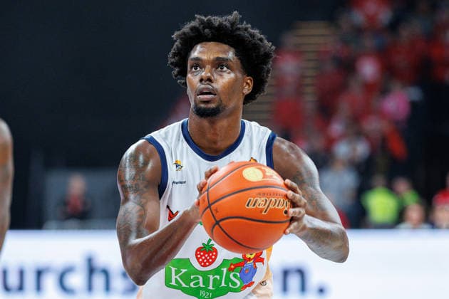 Kassim Nicholson Rostock Seawolves, 08 , single picture, single photo, portrait, portraet, free throw, BMA365 Bamberg Baskets vs Rostock Seawolves, Basketball, easyCredit BBL, 9 Matchday, 08 12 2025 BMA365 Bamberg Baskets vs Rostock Seawolves, Basketball, easyCredit BBL, 9 Matchday, 08 12 2025 Bamberg Copyright: xEibner-Pressefoto G.xSantemizx EP_EER