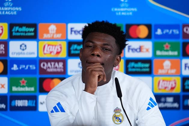 December 9, 2025, Valdebebas, Madrid, Spain: Aurelien Tchouameni of Real Madrid CF attends his press conference, PK, Pressekonferenz prior to their UEFA Champions League 2025 26 match against Manchester City at Ciudad Deportiva Real Madrid on December 09, 2025, in Valdebebas, Madrid, Spain. Valdebebas Spain - ZUMAa181 20251209_zaa_a181_003 Copyright: xDennisxAgyemanx