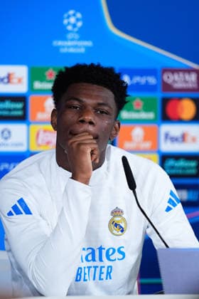 December 9, 2025, Valdebebas, Madrid, Spain: Aurelien Tchouameni of Real Madrid CF attends his press conference, PK, Pressekonferenz prior to their UEFA Champions League 2025 26 match against Manchester City at Ciudad Deportiva Real Madrid on December 09, 2025, in Valdebebas, Madrid, Spain. Valdebebas Spain - ZUMAa181 20251209_zaa_a181_006 Copyright: xDennisxAgyemanx