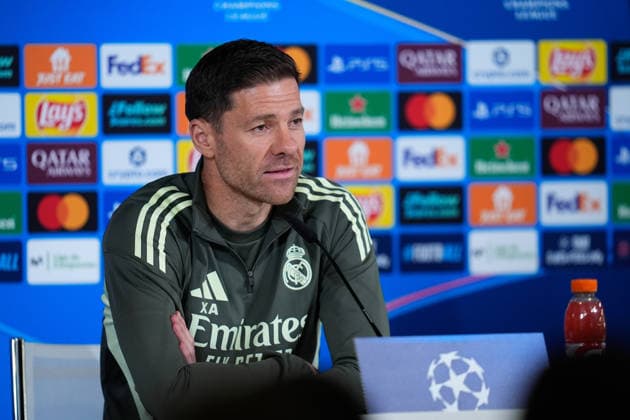 December 9, 2025, Valdebebas, Madrid, Spain: Xabi Alonso, head coach of Real Madrid, attends his press conference, PK, Pressekonferenz prior to their UEFA Champions League 2025 26 match against Manchester City at Ciudad Deportiva Real Madrid on December 09, 2025, in Valdebebas, Madrid, Spain. Valdebebas Spain - ZUMAa181 20251209_zaa_a181_028 Copyright: xDennisxAgyemanx