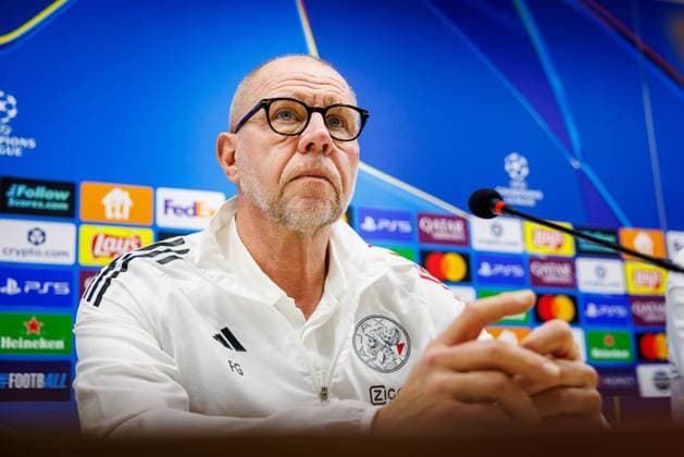 BAKU , 09-12-2025 , Tofiq Bahramov Stadion , Season 2025 2026 , UEFA Champions League football , Pressconference Ajax in Baku prior to the match between Qarabag FK and Ajax , picture shows Ajax interim trainer coach Fred Grim Pressconference Ajax in Baku  x200075052x Copyright: