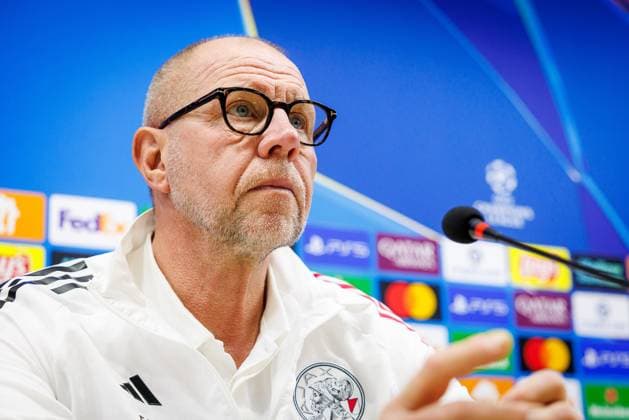 BAKU , 09-12-2025 , Tofiq Bahramov Stadion , Season 2025 2026 , UEFA Champions League football , Pressconference Ajax in Baku prior to the match between Qarabag FK and Ajax , picture shows Ajax interim trainer coach Fred Grim Pressconference Ajax in Baku  x200075056x Copyright:
