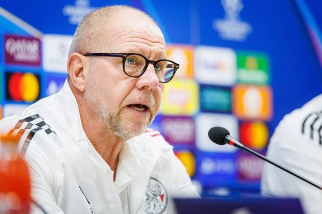 BAKU , 09-12-2025 , Tofiq Bahramov Stadion , Season 2025 2026 , UEFA Champions League football , Pressconference Ajax in Baku prior to the match between Qarabag FK and Ajax , picture shows Ajax interim trainer coach Fred Grim Pressconference Ajax in Baku  x200075059x Copyright: