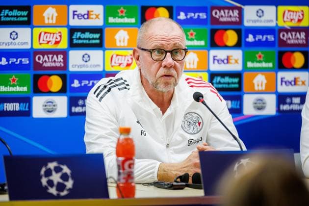 BAKU , 09-12-2025 , Tofiq Bahramov Stadion , Season 2025 2026 , UEFA Champions League football , Pressconference Ajax in Baku prior to the match between Qarabag FK and Ajax , picture shows Ajax interim trainer coach Fred Grim Pressconference Ajax in Baku  x200075072x Copyright: