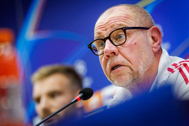BAKU , 09-12-2025 , Tofiq Bahramov Stadion , Season 2025 2026 , UEFA Champions League football , Pressconference Ajax in Baku prior to the match between Qarabag FK and Ajax , picture shows Ajax interim trainer coach Fred Grim Pressconference Ajax in Baku  x200075075x Copyright: