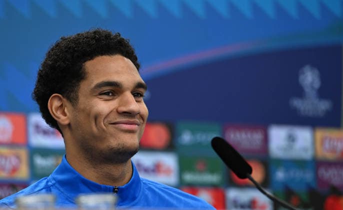 0912 2025, xophax, Football , UEFA Champions League , 2025 2026 , Bayer Leverkusen , Press conference before the match against Newcastle United Jarell Quansah Bayer 04 Leverkusen Leverkusen