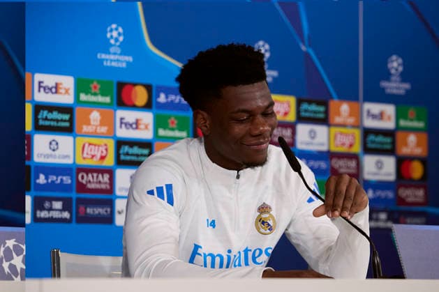Real Madrid CF training session and press conference, PK, Pressekonferenz in Madrid, Spain - 09 Dec 2025 Aurelien Tchouameni of Real Madrid CF attends a press conference on the eve of the UEFA Champions League 2025 2026 at Ciudad Real Madrid. Madrid Spain Copyright: xFedericoxTitonex xSOPAxImagesx FTITONE_008