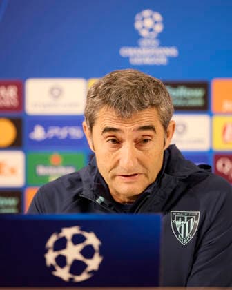 Athletic Club v Paris Saint-Germain FC - UEFA Champions League 2025-26 League Phase MD6 Ernesto Valverde head coach of Athletic Club looks on during the press conference, PK, Pressekonferenz prior to the UEFA Champions League 2025-26 League Phase MD6 match between Athletic Club and Paris Saint-Germain FC at San Mames on December 9, 2025, in Bilbao, Spain. Bilbao San Mames Basque Coountry Spain RL_ATHvPSG_CL_000019 Copyright: xRicardoxLarreinax