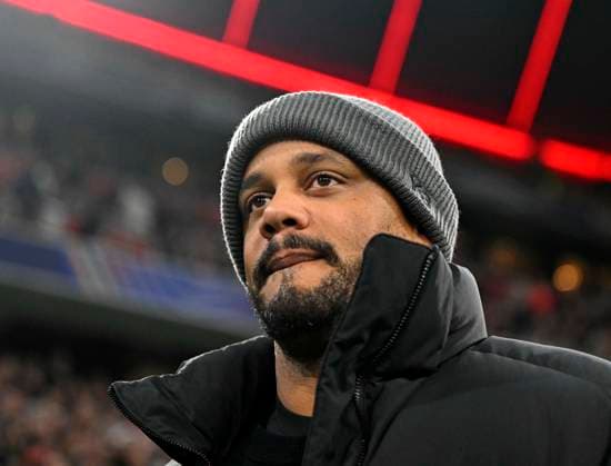 09 12 2025, Football UEFA Championsleague 2025 2026 Preliminary Round 6 Matchday, FC Bayern Munich Sporting Lisbon, in the Allianz Arena Munich Coach Vincent Kompany FC Bayern Munich DFL and DFB regulations prohibit any use of photographs as image sequences and or quasi video