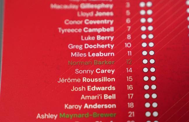 In the programme team listing next to No12, a memorial for Charlton Athletic fan Norman Barker, known as Headphones Norm who died during the home match against Portsmouth causing the match to be abandoned. Charlton Athletic v Middlesbrough, Sky Bet Championship, Football, The Valley, London, UK - 09 Dec 2025London The Valley United Kingdom EDITORIAL USE ONLY No use with unauthorised audio, video, data, fixture lists, club league logos or live services. Online in-match use limited to 120 images, no video emulation. No use in betting, games or single club league player publications.  Copyright: xJedxLeicester Shutterstockx 16009821a
