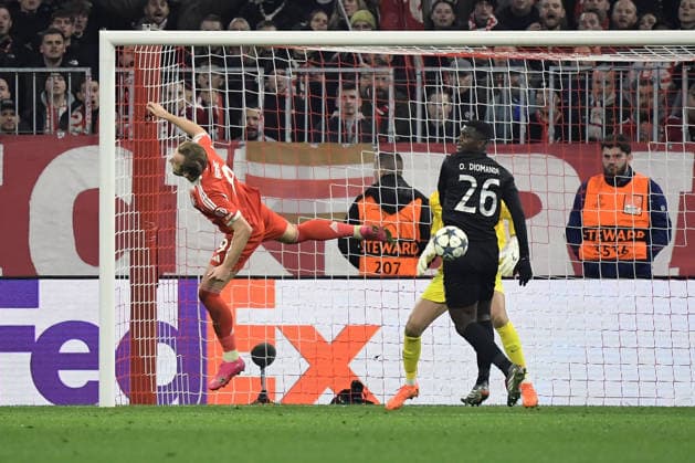 09 12 2025, xemx, Football UEFA Champions League, FC Bayern Muenchen Sporting Lisbon v l Harry Kane FC Bayern Muenchen Ousmane Diomande Sporting Lisbon DFL DFB REGULATIONS PROHIBIT ANY USE OF PHOTOGRAPHS as IMAGE SEQUENCES and or QUASI VIDEO Muenchen