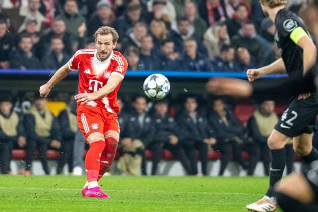 Harry Kane 9 FC Bayern Muenchen , FC Bayern Muenchen vs Sporting Clube de Portugal, Football, UEFA Champions League, Matchday 6, 09 12 2025 DFB regulations prohibit any use of photographs as image sequences and or quasi video Muenchen Bayern Germany Copyright: xkolbert-press UlrichxGamelx