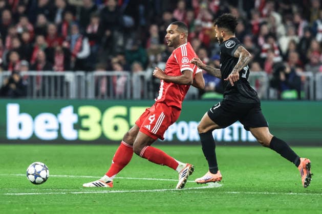 Sport, Football, UEFA Champions League Season 2025 2026 League Phase 6 Matchday FC Bayern Munich Sporting Clube de Portugal 09 12 2025, Allianz Arena Jonathan Tah FC Bayern Munich, 4 Luis Suarez Sporting Lisbon, 97 Munich Allianz Arena Bayern Germany