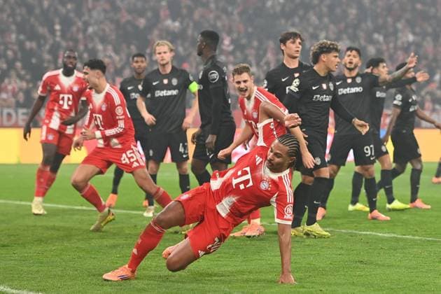 Goal celebration Serge GNABRY FC Bayern Muenchen after GOAL TO 1 1 CELEBRATION,JOY,EXCITEMENT, Football Champions League,Season 2025 26, League Phase FC Bayern Muenchen Sporting CP on 09 12 2025