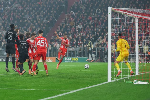 Soccer Champions League Matchday 6 FC Bayern Munich Sporting Lisbon on 09 12 2025 at the Allianz Arena in Munich Goal for 1 1 by Serge Gnabry Munich xMSx
