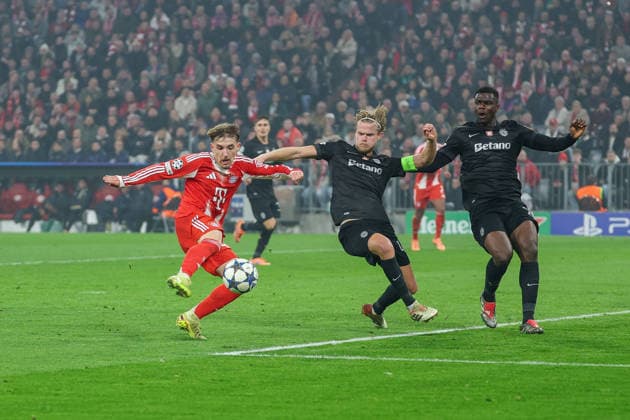 Soccer Champions League Matchday 6 FC Bayern Munich Sporting Lisbon on 09 12 2025 at the Allianz Arena in Munich Goal for 2 1 by Lennart Karl Munich xMSx