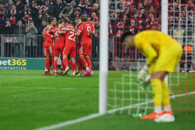 Soccer Champions League matchday 6 FC Bayern Munich Sporting Lisbon on 09 12 2025 at the Allianz Arena in Munich Goal celebration to 3 1 by Jonathan Tah Munich xMSx