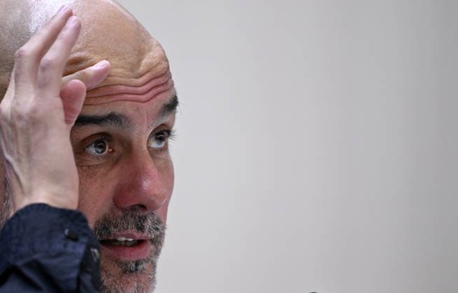 Ahead of Real Madrid v Manchester City - UEFA Champions League MADRID, SPAIN - DECEMBER 9: Head coach Pep Guardiola of Manchester City attends a press conference, PK, Pressekonferenz with the attendance of his player Bernardo Silva (not seen) ahead of UEFA Champions League week 6 football match between Real Madrid and Manchester City at Bernabeu Stadium in Madrid, Spain on December 9, 2025. Burak Akbulut Anadolu Madrid Spain. Editorial use only. Please get in touch for any other usage.  Copyright: x2025xAnadoluxBurakxAkbulutx