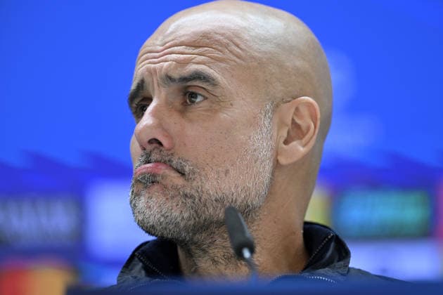 Ahead of Real Madrid v Manchester City - UEFA Champions League MADRID, SPAIN - DECEMBER 9: Head coach Pep Guardiola of Manchester City attends a press conference, PK, Pressekonferenz with the attendance of his player Bernardo Silva (not seen) ahead of UEFA Champions League week 6 football match between Real Madrid and Manchester City at Bernabeu Stadium in Madrid, Spain on December 9, 2025. Burak Akbulut Anadolu Madrid Spain. Editorial use only. Please get in touch for any other usage.  Copyright: x2025xAnadoluxBurakxAkbulutx