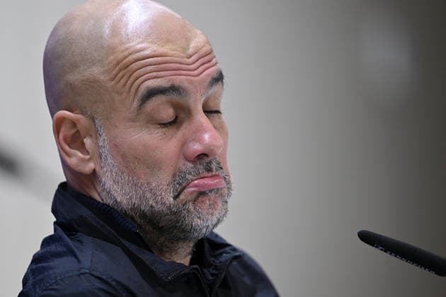 Ahead of Real Madrid v Manchester City - UEFA Champions League MADRID, SPAIN - DECEMBER 9: Head coach Pep Guardiola of Manchester City attends a press conference, PK, Pressekonferenz with the attendance of his player Bernardo Silva (not seen) ahead of UEFA Champions League week 6 football match between Real Madrid and Manchester City at Bernabeu Stadium in Madrid, Spain on December 9, 2025. Burak Akbulut Anadolu Madrid Spain. Editorial use only. Please get in touch for any other usage.  Copyright: x2025xAnadoluxBurakxAkbulutx
