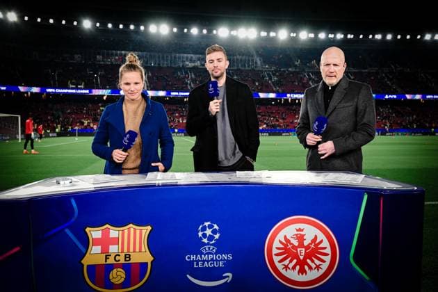Tabea Kemme, Christoph Kramer uns Matthias Sammer, FC Barcelona vs Eintracht Frankfurt, Champions League, Group stage, Matchday 6, 09 12 2025 Barcelona Catalonia Spain Copyright: xkolbert-press MarcxNiemeyerx