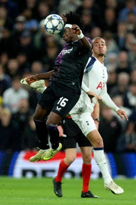 Tottenham Hotspur v SK Slavia Praha - UEFA Champions League 2025 26 League Phase MD6 David Moses of SK Slavia Praha nd Xavi Simons of Tottenham Hotspur challenge during the UEFA Champions League 2025 26 League Phase MD6 match between Tottenham Hotspur and SK Slavia Praha at Tottenham Hotspur Stadium on December 9, 2025 in London, England. London Tottenham Hotspur Stadium England United Kingdom Copyright: xNigelxFrench Sportsphoto APLx 14144425
