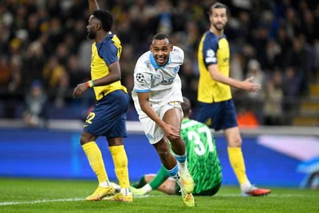 Royale Union Saint-Gilloise v Marseille - UEFA Champions League BRUSSELS, BELGIUM - DECEMBER 09 : Paixao Igor forward of OM Marseille celebrates scoring a goal during the UEFA Champions League 2025 26 League Phase MD6 match between Royale Union Saint-Gilloise and Marseille on December 9, 2025 in Brussels, Belgium, 09 12 2025 Brussels Belgium  Copyright: xNicoxVereeckenx