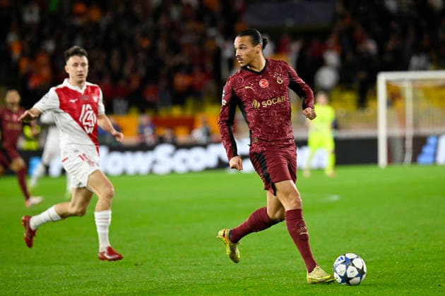 FOOTBALL : AS Monaco VS Galatasaray SK - UEFA Champions League - 09 12 2025 Leroy SanÃ (Galatasaray SK) - UEFA Champions League match between AS Monaco and Galatasaray SK on December 9, 2025 at the Louis II Stadium in Monaco. MonacoMonaco  Copyright: xWilliamxCannarellax